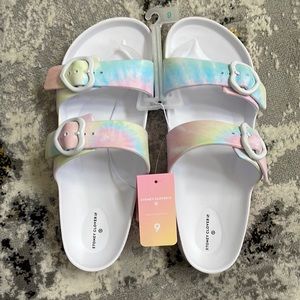 stoney clover lane rainbow tie dye heart sandals
